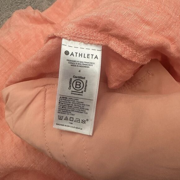 Athleta Retreat 100% Linen Jogger Pant 4 Sunset Glow Coral Travel Beach Casual - Picture 7 of 12